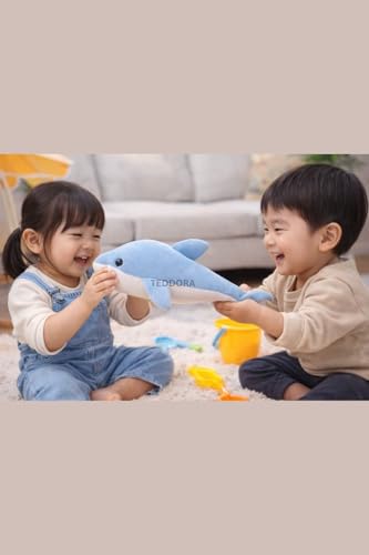 Image of Whale Fish Soft Toy for Girls Boys Kids,Sky Blue,Whale Sea Animal Plush Stuffed Baby Teddy Gift Birthday, 30cm
