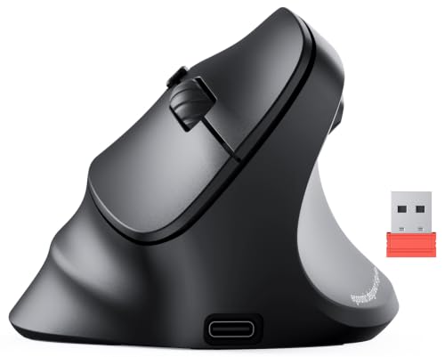 Image of MEETION Ergonomic Wireless Mouse, Bluetooth Vertical Mouse with RGB, Black | Bluetooth 5.2 /3.0 and USB-A, Comfortable vertical design, 4 adjustable DPI levels for Mac, Windows, Android, PC and tablets