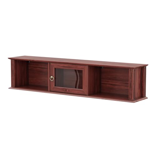 Image of Wakefit Kumen Teak Wood wall Mounted Display Unit - Ambrosia Teak