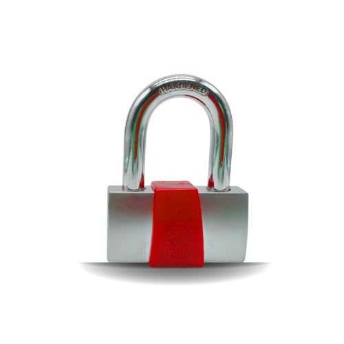 Image of Heavy Duty Keyed Lock | Hardened Steel Shackle Lock | Anti-Rust Security for Gate, Warehouse & Outdoor Use (ALT-29 RED (60MM))