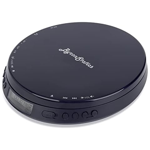 ByronStatics Portable CD Player, Personal Compact Disc Player with Anti-Skip/Anti-Shock, Headphone Jack & LCD Display for Car Use Home Travel, not Rechargeable, Use AA Batteries - Dusk Blue Cover