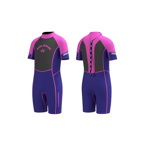 Goldfin Kids Wetsuit, 3mm Shorty Wetsuits for Boys Girls Neoprene Wet Suits Keep Warm in Cold Water Surfing Swimming Snorkeling Diving