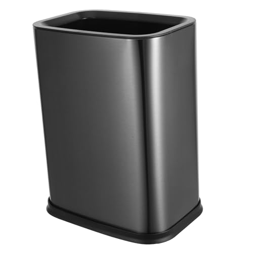 HEANUJJ Cubo de Basura para Cocina de Acero Inoxidable 8l sin Tapa con Doble Cubo Interior Extraíble, Papelera para Dormitorio y Baño en Color Negro Titanio (textura Lisa)
