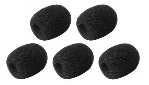 Espuma para Microfone Headset, Kit com 5 Unidades, Protetor Acústico, Preto Velvet