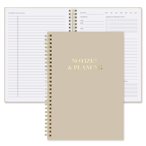BIROYAL Tagesplaner Undatiert A5 - Spiralbound Daily Planner - To Do Planer mit Terminplan Notizen & Planung - 7 Uhr bis 22 Uhr mit 30-Minuten-Intervallen - To Do Listen Buch - Terminplaner Für Büro