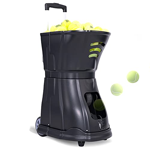 Equipo de Entrenamiento de Tenis, Lanzador de Tenis portátil, máquina de Tenis, Capacidad para 150 Pelotas de Tenis, Control Remoto de un botón, Libre para Ajustar la frecuencia, la Vel