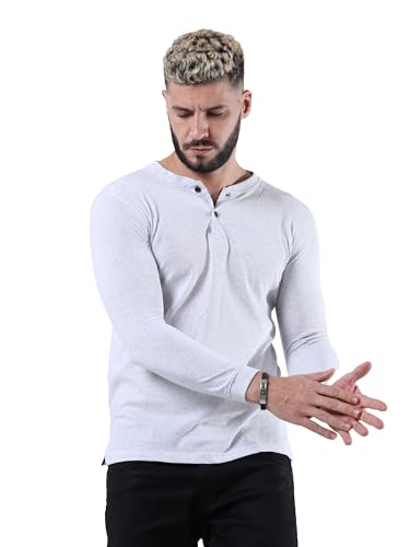 Image of fanideaz Mens Premium High Neck Henley T Shirts for Men Branded Full Sleeve Shirt for Men in Pure Cotton Casual & Formal Wear
