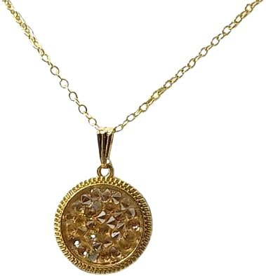 A SHER'S CREATION Minimalist Classic Trendy Pendant Necklace with Unique dozens of Austria rock Crystals 14K Gold Pure plated Jewelry for Women Men Bridal Teenager Gift Golden Shadow Color