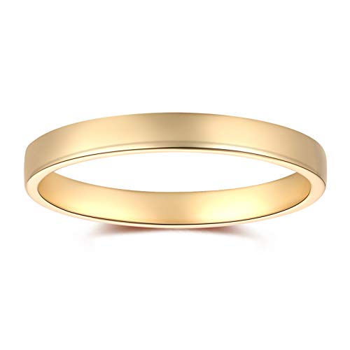 14K Solid Gold Bold Stacker Ring | Classic Wedding Band 14K Yellow Gold 2.5mm | Bold Stacking Rings for Her Fine Jewelry