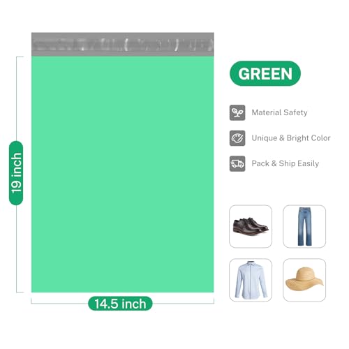 Image of Metronic Poly Mailers 14.5X19 500Pack, Strong Adhesive Shipping Bags for Clothing, Waterproof Mailers Poly Bags for Small Businesses, Flexible Mailing Bags Packages Bags Green