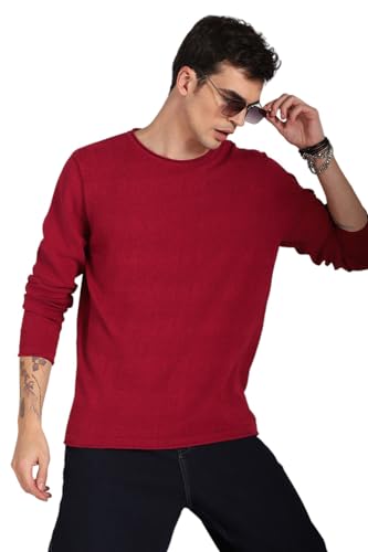 Image of HIGH STAR Men's HSMSWW23106RDNF LY Long Sleeves Regular Fit Sweater