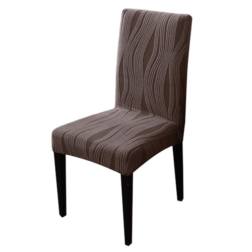 Image of HOKIPO 200 GSM Stretchable Knitting Jacquard Chair Cover Set of 1,'Nestiva Series' Chocolate Brown (AR-6072-BR)