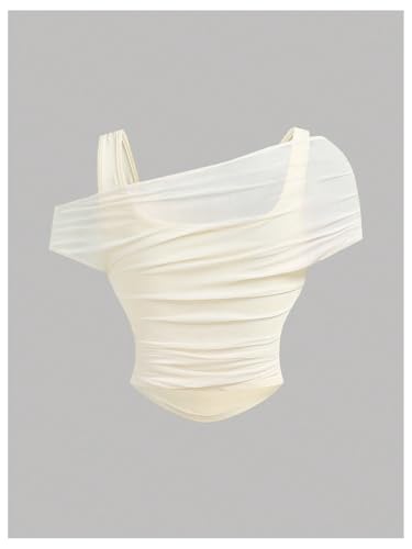 Girl's Floral Hibiscus Top Asymmetrical Neck Graphic Tees Mesh Short Sleeve Summer Going Out T Shirt2