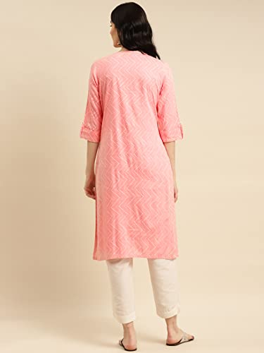 Image of rangita Pink Rayon Calf Length Printed Straight Kurti for Women | Kurta for Women