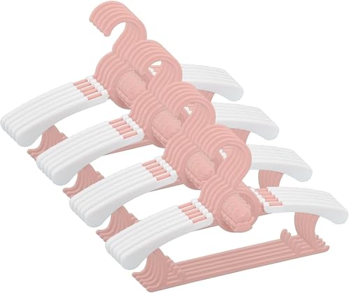 Hueyaus 20 個 ベビーハンガー 伸縮式 子供用ハンガー 20本キッズハンガ 防止省スペース可乾湿両用 滑り止め 洗濯ハンガー 多目的収納式 可愛いベビー用品 0?12歳適合 (ピンク,50個)