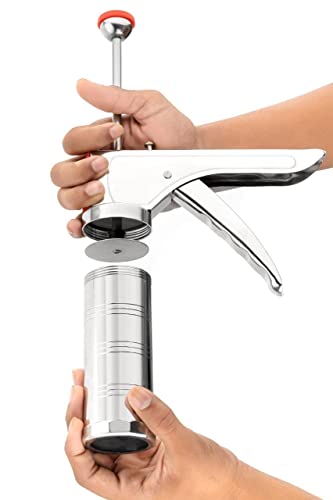 Image of ALLWIN Stainless Steel Idiyappam Maker Machine with 15 Jali Plates Multipurpose Kitchen Press for Murukku Chakli Sev Noodles Namkeen Snack Maker Heavy Duty Hand Press Tool for Home Kitchen Use