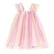 Miipat Baby Mädchen Kleid Ärmellos Schmetterling Prinzessin Tüllkleid Kleinkind Mädchen Blumenmädchenkleider Hochzeit Geburtstag Partykleid Rainbow 100 2-3 Jahre