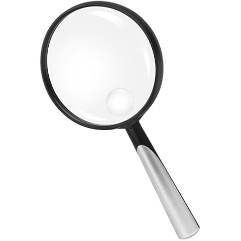 Feosky Handheld Reading Magnifier, 10X 30X Magnifier, 75mm Shatterproof Lens, Non-Slip Handle for Adults Close Work, Seniors Reading and Kids Nature Exploration(Silver) Cover