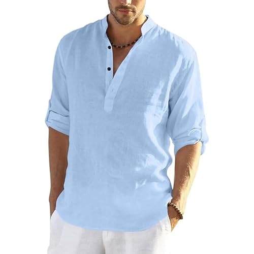 Image of Bellstone Men's Cotton Blend Solid Regular Fit Full Sleeve Short Kurta | Men's Trendy Short Kurta | Ethnic Stylish Casual Lightweight Summer Kurta for Daily and Occasion Use