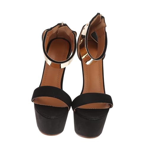 Sandales à talons fins noires pour femmes en suédine chic BESPORTBLE