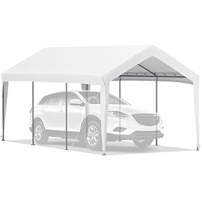 VEVOR 10 x 20 ft Carport Replacement Canopy Cover, Ripstop Triple-Layer PE Fabric Garage Top Tarp Shelter Cover, UV Resistant Waterproof Car Cover Tent for Party, Garden, Boat (Frame is not Included)