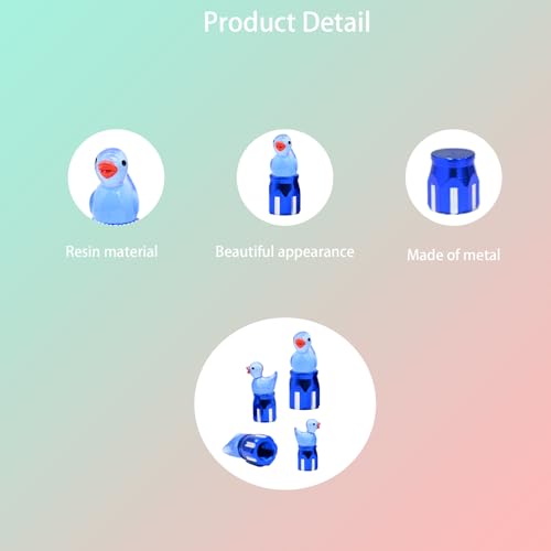 4-Pack Handmade Blue Duck Valve Stem Caps for Schrader Valves, Glow-in-The-Dark Tire Valve Covers, Unique Car & Bike Accessory, Fun Vehicle Customization, for Car Enthusiasts