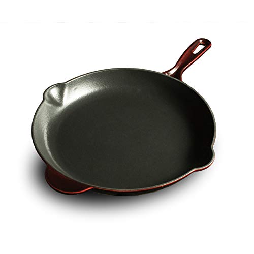 Landhaus Enameled Cast Iron Skillet, 12.5 Inches, Merlot Red #TOP11