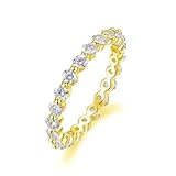 Anillo de compromiso, anillos de amistad delicados y estrechos con moissanita, oro amarillo de 18 quilates, talla 54 (17,2)