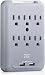 BESTTEN 6 Side-Access Wall Tap Outlet with Dual USB Charging Ports (2.1A Shared) and 2 Cell Phone Holders, Wall Mountable 735 Joule Surge Protector, ETL Certified, White