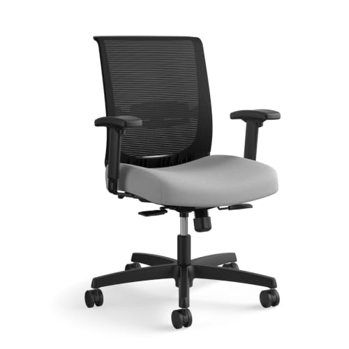 Image of HON Convergence Ergonomic Office Chair with Mesh Back, Adjustable Arms, Lumbar Support, Synchro‑Tilt Desk Chair with Wheels for Home Office or Computer Use, Black Frame, Frost
