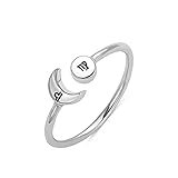 GSBSCSM Personalized Sun Moon Zodiac 925 Sterling Silver Ring for Women Engraved Rings Birthday...