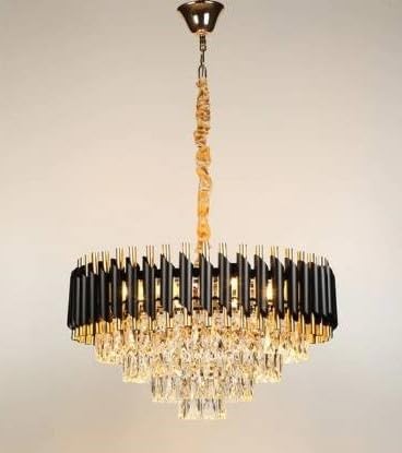 Image of 500 MM Black Crystal Chandelier Light For Living Room Bed Room Hall