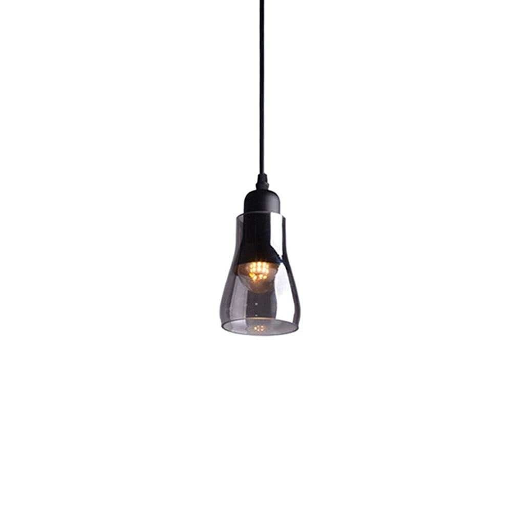 Lámpara colgante retro para techos altos regulable con tulipa de vidrio limpia