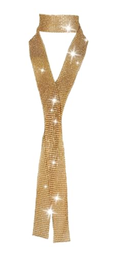 Sequins Neck Tie Scarf for Woman Glitter Sparkle Metal Neckerchief Party Evening Long Thin Skinny Tie Shawls