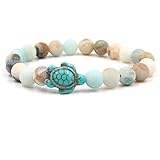 Caiyao 8mm Turquoise Sea Turtles Beads Bracelet Elastic Stretch Bracelet for Women Men-Multicolor