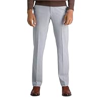 Haggar Mens HD00660 J.m Stretch Superflex Waist Slim Fit Flat Front Dress Pant Casual Pants - Gray - 32W x 30L
