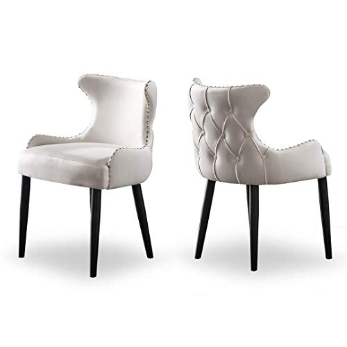 Oxford - Chaise Capitonnée Velours Beige - Style Contemporain - Pieds en Bois - Salle à Manger, Cuisine ou Coiffeuse Cover