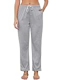 【Características del diseño】Este pantalón de dormir de algodón para mujer cuenta con dos bolsillos laterales para el teléfono, la billetera y más. La cinturilla con cordón permite un ajuste fácil para una mayor comodidad. El diseño de pierna recta sin puños elásticos crea un look relajado e informal.