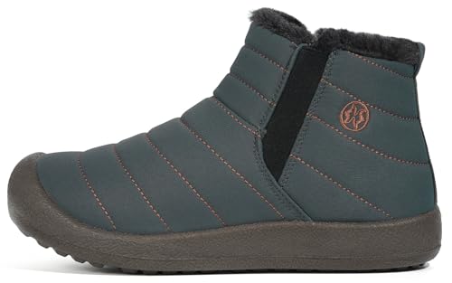Image of Eagsouni Womens Mens Snow Boots Winter Slip On Shoes | Unisex Warm Fur Lined Slip-On House Shoes,Rubber Sole,Anti Slip,Water Resistant,Comfortable,Indoor Outdoor Daily Walking