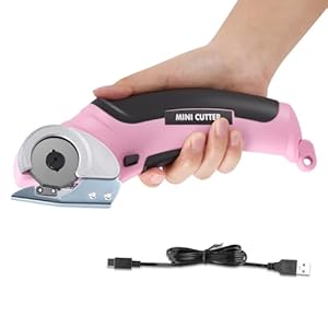 Elektrische Schere, Kartonschneider Schnurlose, 4V Elektrische Schneidemaschine Kabellose Elektrische Elektrischer Kistenschneider für Papier, Pappe, Teppich, Leder, Filz(rosa)