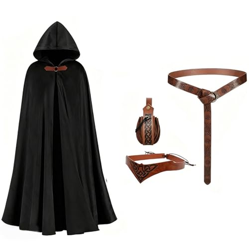 Cape et sac banane en cuir médiéval aux finitions soignées pour costume viking