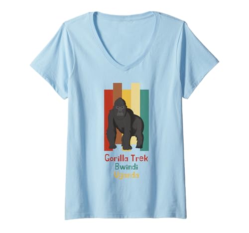 Womens Gorilla Trekking Bwindi Impenetrable Uganda Safari Souvenir V-Neck T-Shirt