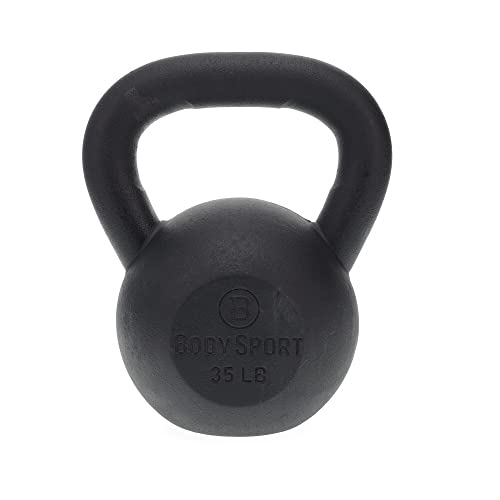 Body Sport Cast Iron Kettlebell, 35 lb. – At-Home Gym Equipment – Kettlebell Free Weights – Strength & Core Training Equipment – Cast Iron Resistance Workout Gear