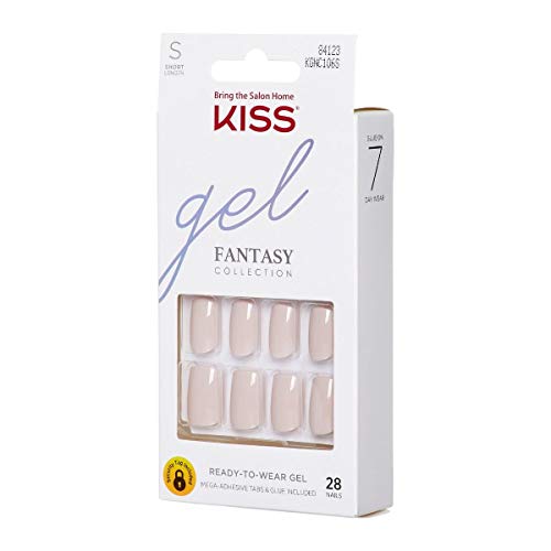 Kiss Gel Fantasy Ready-To-Wear Press-On Gel Nails, “Here I Am”, Short, White, Nail Kit With 24 Mega Adhesive Tabs, Pink Gel Glue, Manicure Stick, Mini File, And 28 Fake Nails #TOP1