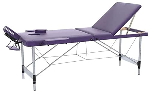 Lettino Massaggi Professionale 3 zone in Alluminio - Lettino Estetista, Fisioterapia, Tattoo, Portatile e Richiudibile (Purple)