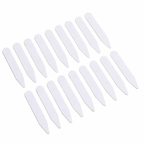 Image of M Fabrics White Plastic Collar Stays Bones Reinforcements Collar Stiffeners for Men's Shirts Formal Dress Accessories Pack of 20 Durable Stays