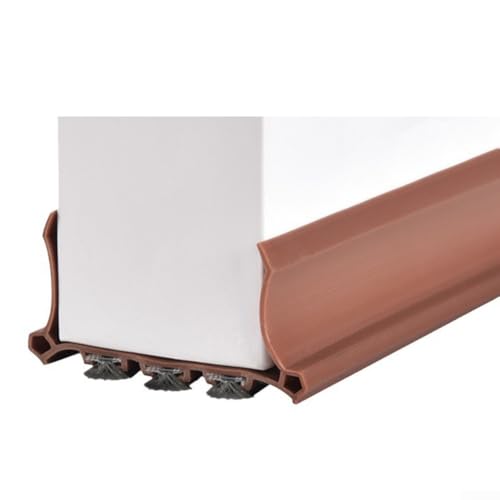 Jotekonoby Door Bottom Sealing Strip Thickened Wool Door Seal Sound Insulating Draft Stopper for Interior Doors Adjustable Windproof Dustproof Edge Strip(Brown)