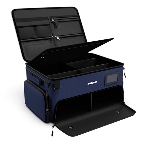 Jaffzora 4-Layer Golf Trunk Organizer, Golfer Gifts for Men Women with Separate Ventilated Compartment for 2 Pairs Shoes, Waterproof Car Golf Locker Storage Bag for Golf Gear and Accessories,Blue by Jaffzora - Used condition - US$36.85