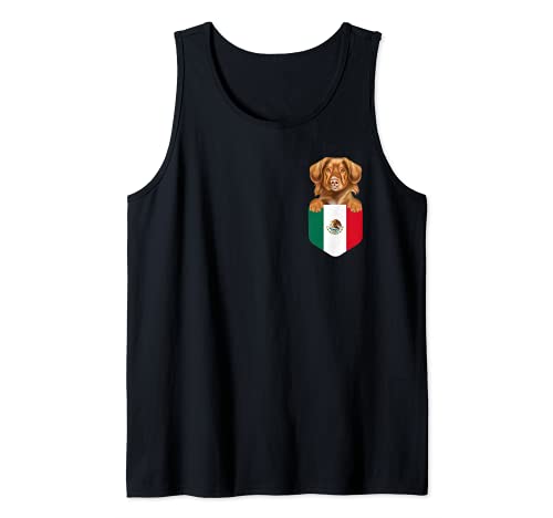 Mexico Flag Duck Tolling Retrievers Dog In Pocket Tank Top, Black
