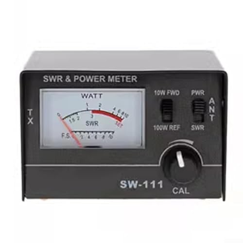 CWOQOCW Medidor de potencia y VSWR SW-111 de 100 W para antenas de radio CB 27-30 MHz, impedancia de 50 ohmios con interruptor de avance y retroceso